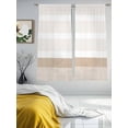 thumbnail image 4 of Brown Stripe Semi Sheer Curtains 63 Inch Length 2 Panels Set, Modern Rustic Horizontal Brown Striped Sheer Kitchen Curtain Privacy Voile Window Curtain for Living Room Bedroom Rod Pocket Drapes, 4 of 7