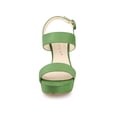 thumbnail image 5 of BLISSFUL STEP Women's Platform Heels Chunky Heel Slingback Open Toe Sandals Olive Green 9, 5 of 7