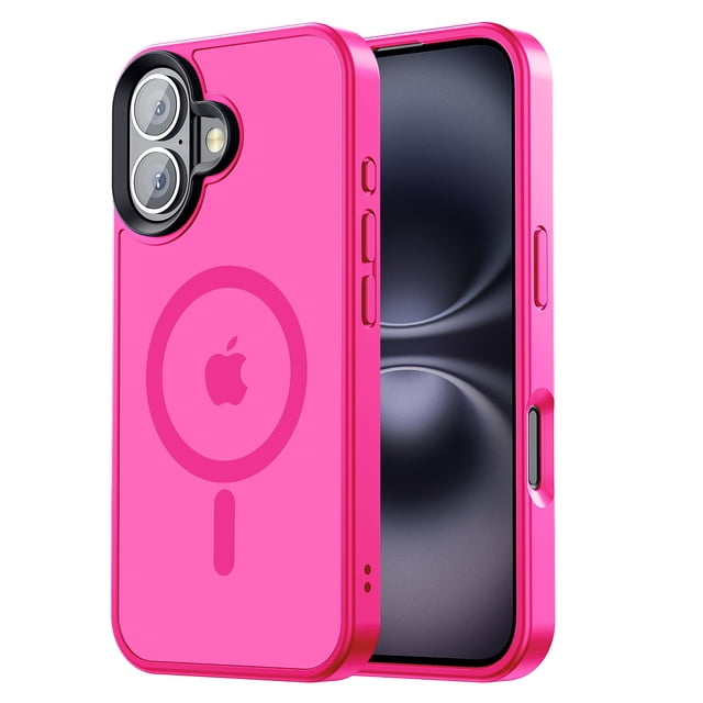 Funda protectora Tigowos compatible con iPhone 16 Plus, color rosa intenso
