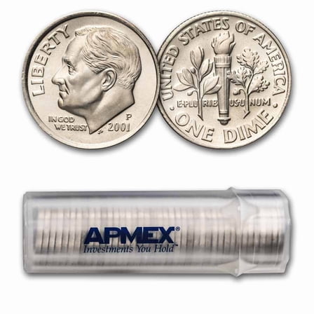 2001-P Roosevelt Dime 50-Coin Roll BU