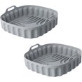 thumbnail image 1 of Set de 2 moules en silicone pour friteuse à air - Moules de cuisson carrés pliables - Accessoires réutilisables pour friteuse à air - Revêtements de cuisine - Moules rectangulaires lavables pour la cu, 1 of 5