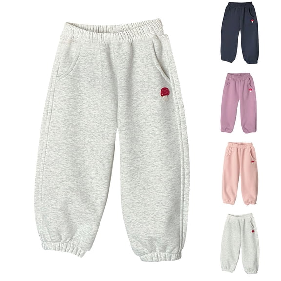 Afuyipoi Kids Fleece Printed Sweatpants Mushroom Pattern Winter Warm Cargo Joggers Boy Girl Size 2T-13 Gray Size 4T