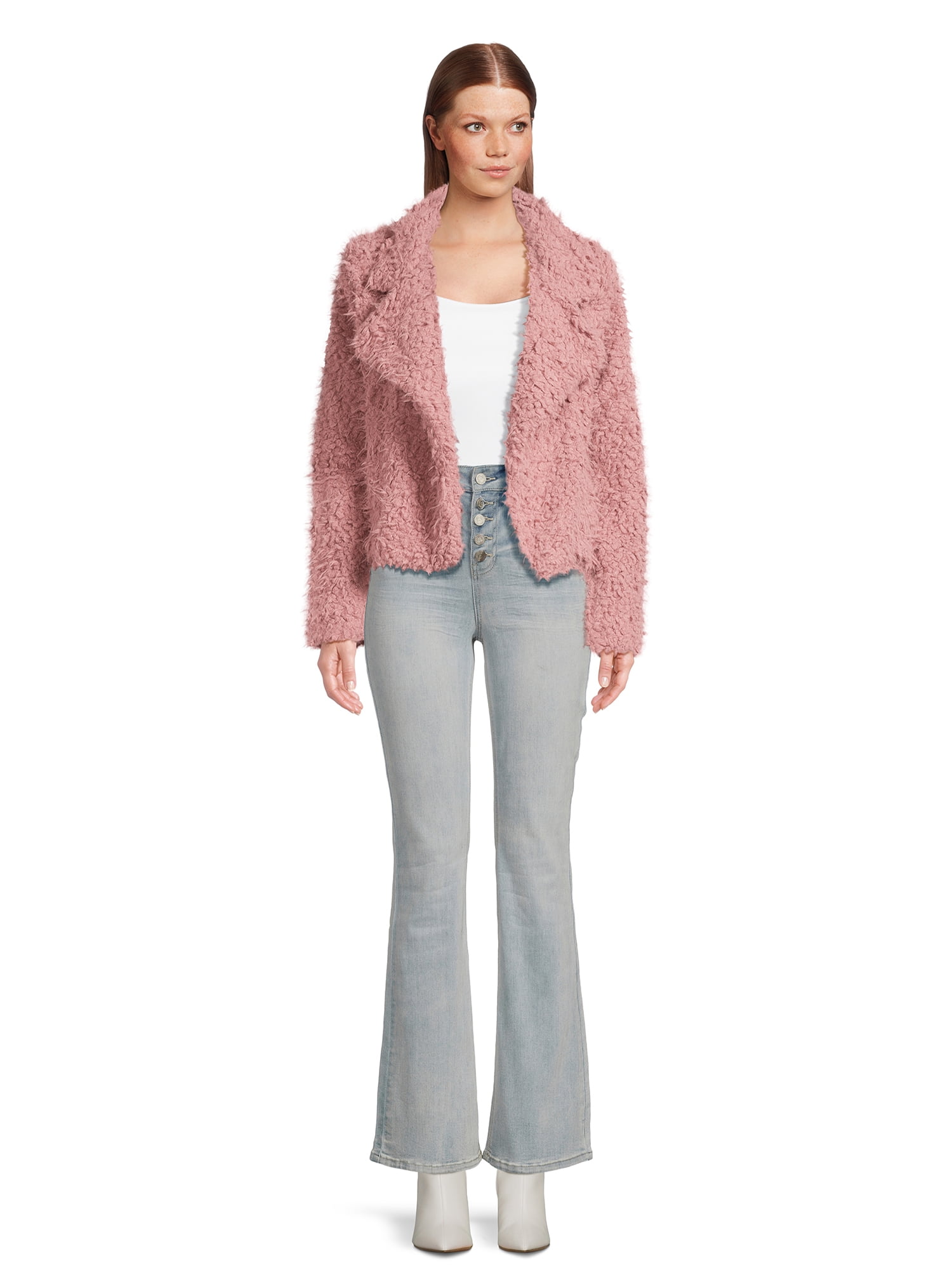 Belle du Jour Juniors Faux Fur Open Front Jacket, Sizes XS-XL