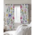 thumbnail image 4 of Colorful Floral Blackout Curtains for Bedroom Living Room Darkening Curtains 63 Inches Long Watercolor Vintage Flower Spring Plant Window Curtain 2 Panels Set Window Treatment Grommet Drapes 42"x63", 4 of 9