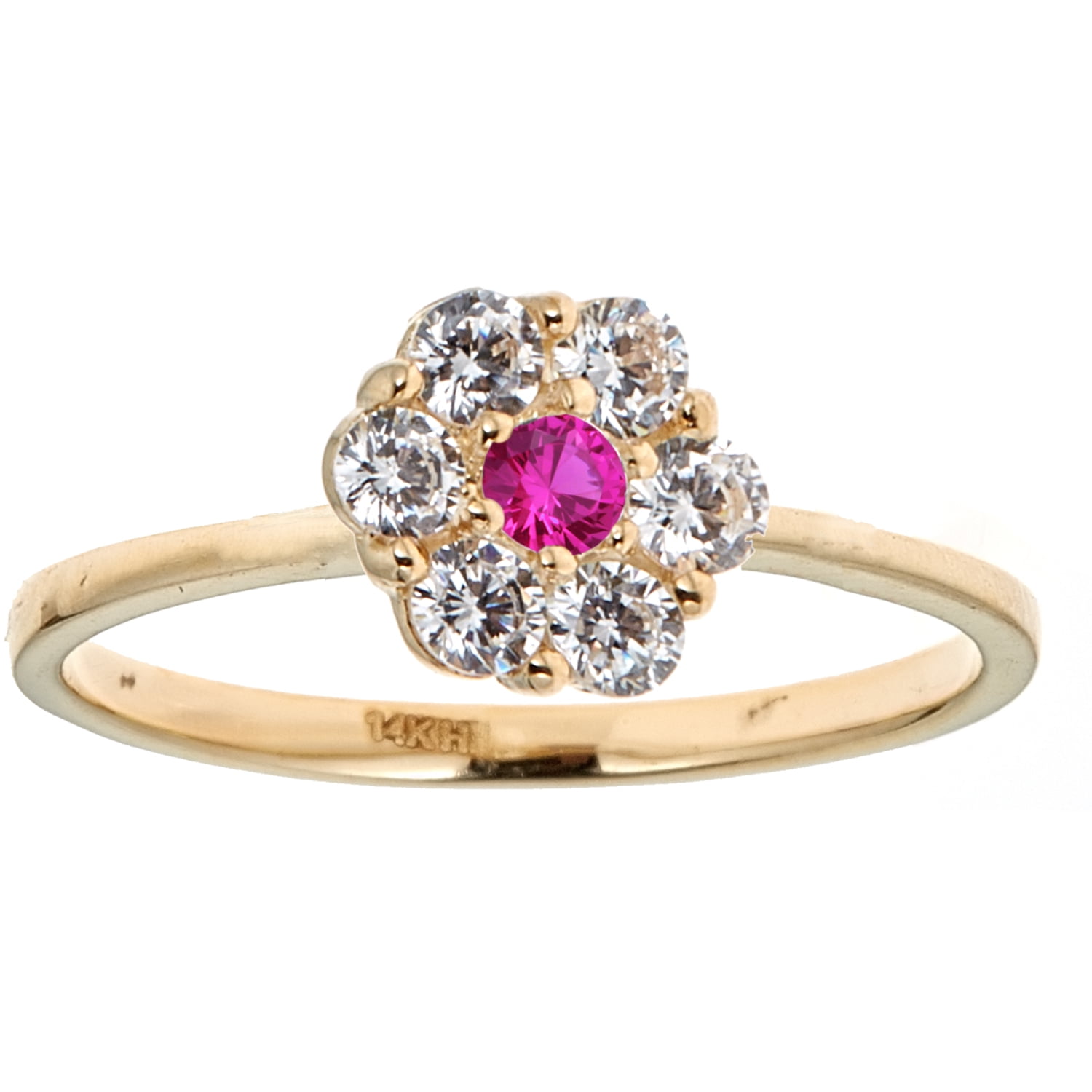 Children's 14k Solid Yellow Gold Pink White Cubic Zirconia Baby Ring Kids Size 3