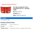 thumbnail image 2 of Tail Light Assembly Set 2 Piece - Compatible with 1979 - 1986 GMC C3500 1980 1981 1982 1983 1984 1985, 2 of 2