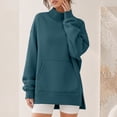 thumbnail image 4 of Dwellite Mock Neck Sweatshirt for Women Fall Turtleneck Long Sleeve Tops Oversized Pullover for Daily Wear,Sports,Going Out Navy M, 4 of 7