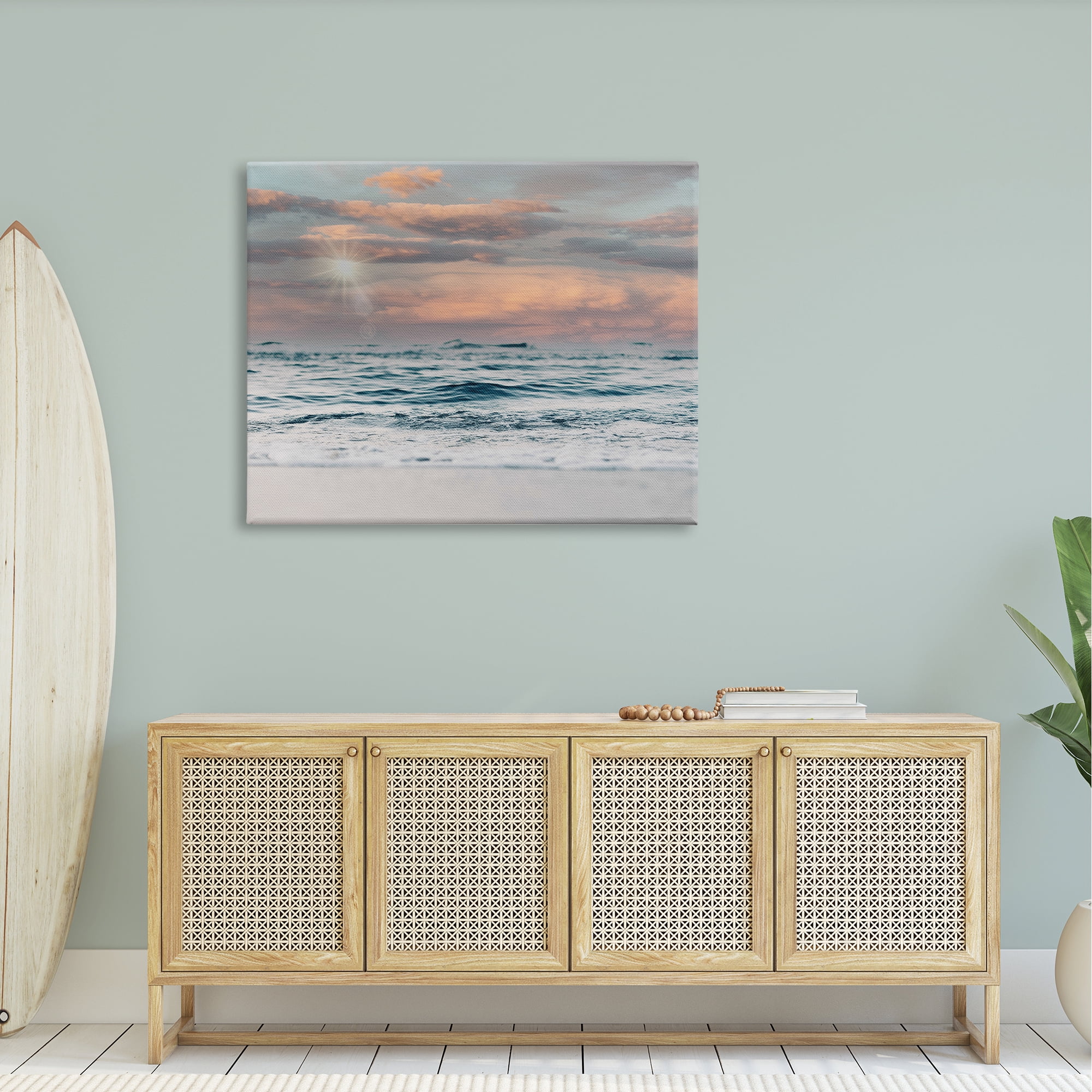 Stupell Industries Cloudy Morning Red Sky Beach Horizon Design, 48 x 36, Design by Tara Moss