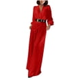 thumbnail image 3 of QATAINLAV Sequins Jumpsuits for Women Dressy V Neck Wide Leg Onesie Pants Fashion Glitter Evening Party Outfits, Red, L, 3 of 8