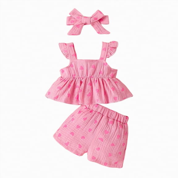 TOWED22 Infant Toddler Girl 2 Piece Cute Clothes Sets Sleeveless Tank Top and Shorts Lovely Outfits Baby Summer Clothing(Red,9-12 M)