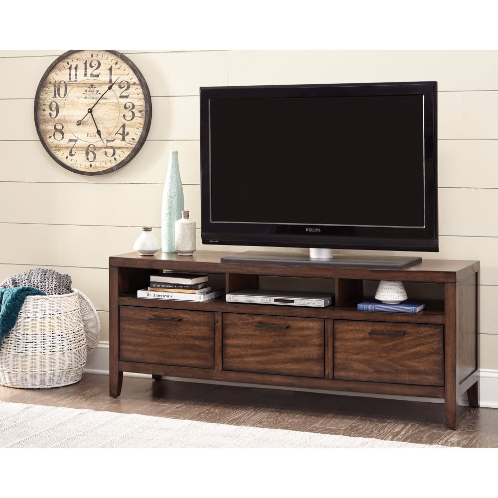 Lustrous Transitional Wooden TV Console, Brown