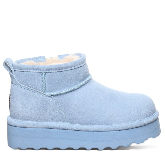 BEARPAW Retro Shorty Youth Blissful Blue Size 2 | Cozy Slip On Winter Boots for Kids | Winter Ankle Boots