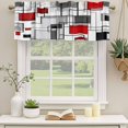 thumbnail image 2 of Red Grey Geometric Curtain Valances for Windows, Kitchen Valance Window Treatments Panel 2 Pack, Abstract Art Modern Irregular Rod Pocket Short Curtains for Bathroom Bedroom 42 x 12 Inch, 2 of 8