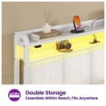 thumbnail image 4 of Greenstell Queen Size Bed Frame with Charging Station, LED Lights, Upholstered Headboard & Storage Shelves, No Box Spring Needed, Noise-Free,  White, 4 of 8