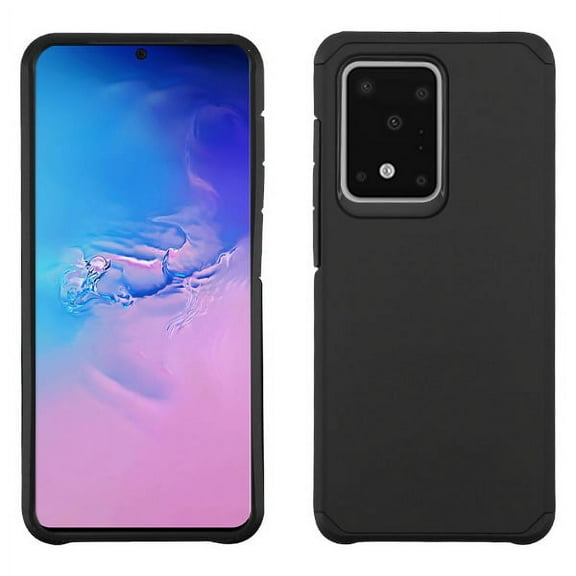 Samsung Galaxy S20 ULTRA (6.9") Phone Case Protective Impact Shock Absorption Heavy Duty two Layers Hybrid Armor Rubber Rugged Silicone TPU Hard BLACK Ultra Slim Cover for Samsung Galaxy S20 Ultra
