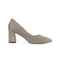 thumbnail image 3 of BLISSFUL STEP Women's Shoes Pointy Toe Slip-on Faux Suede Block Heel Pumps  Taupe 7, 3 of 8