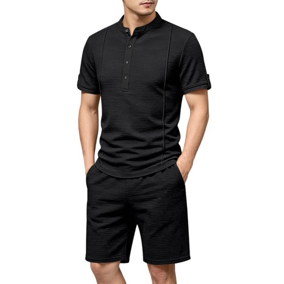 CONZONE Men's 2 Pieces Outfits Solid Color Short Sleeve T-Shirts Shorts Set for Men Breathable Summer Tracksuit