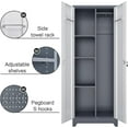 thumbnail image 5 of Broom Storage Cabinet, Metal Utility Storage Cabinet with Hanging Rail, 65" Tall Cleaning Tool Organizer with Shelves and Doors, for Home, Garage, Office, Balcony, 5 of 7