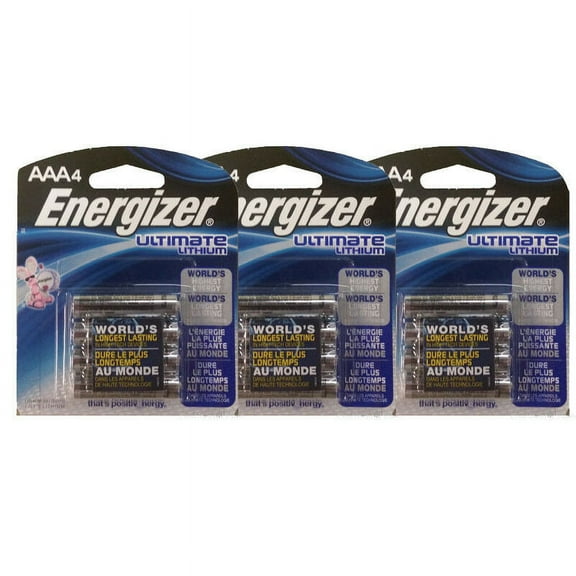 12 Energizer AAA L92BP Ultimate Lithium Batteries Retail Packaging