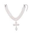 thumbnail image 3 of Collar con colgante de cruz para mujer y hombre, elegante decoración gótica, joyería para fiesta Color plata, 3 of 9
