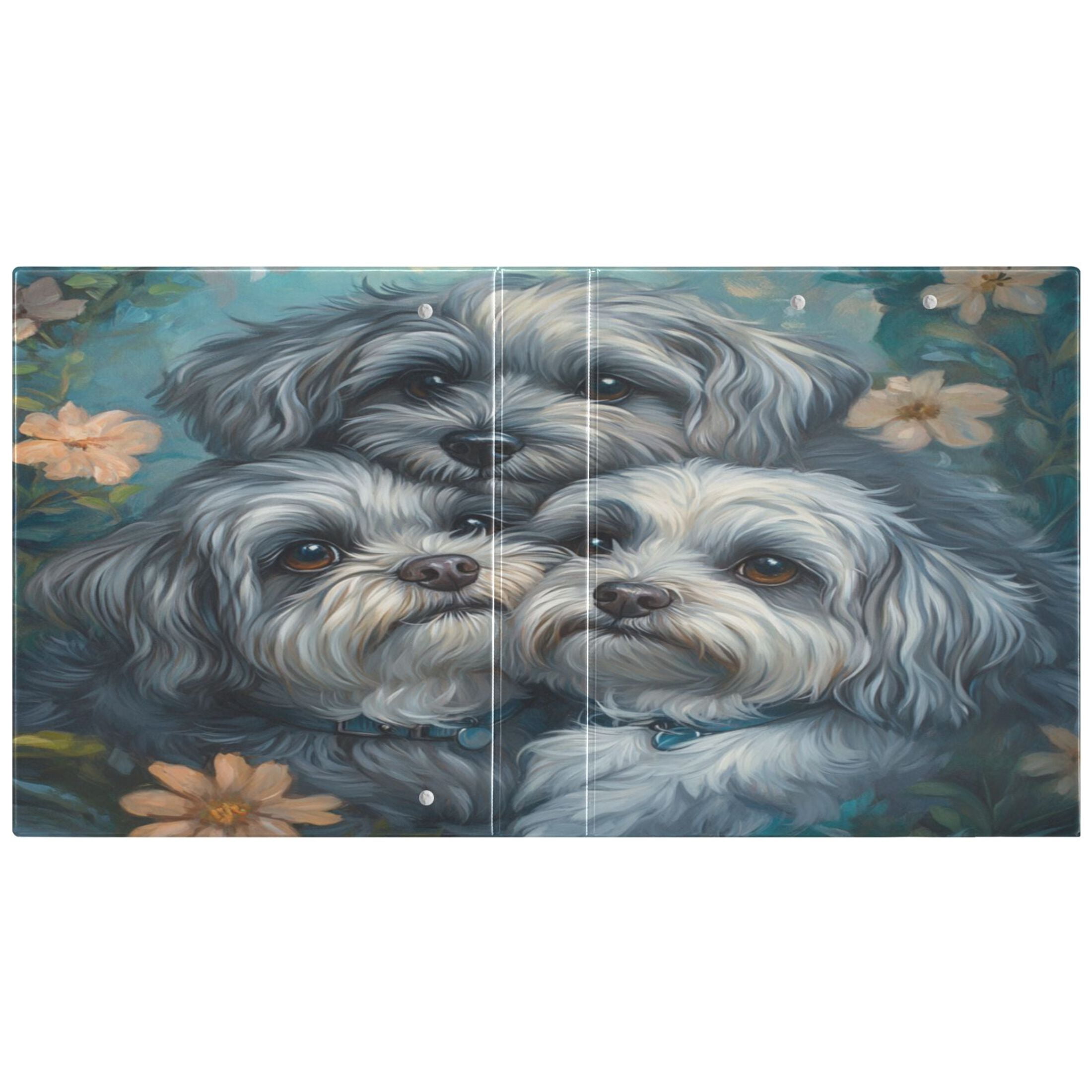WOBOGO Cute Gray Lhasa Apso Dogs File Folders Extra Large Capacity to Hold 200 Sheets of Documents Hard Shell Ring Binder for School Home Office