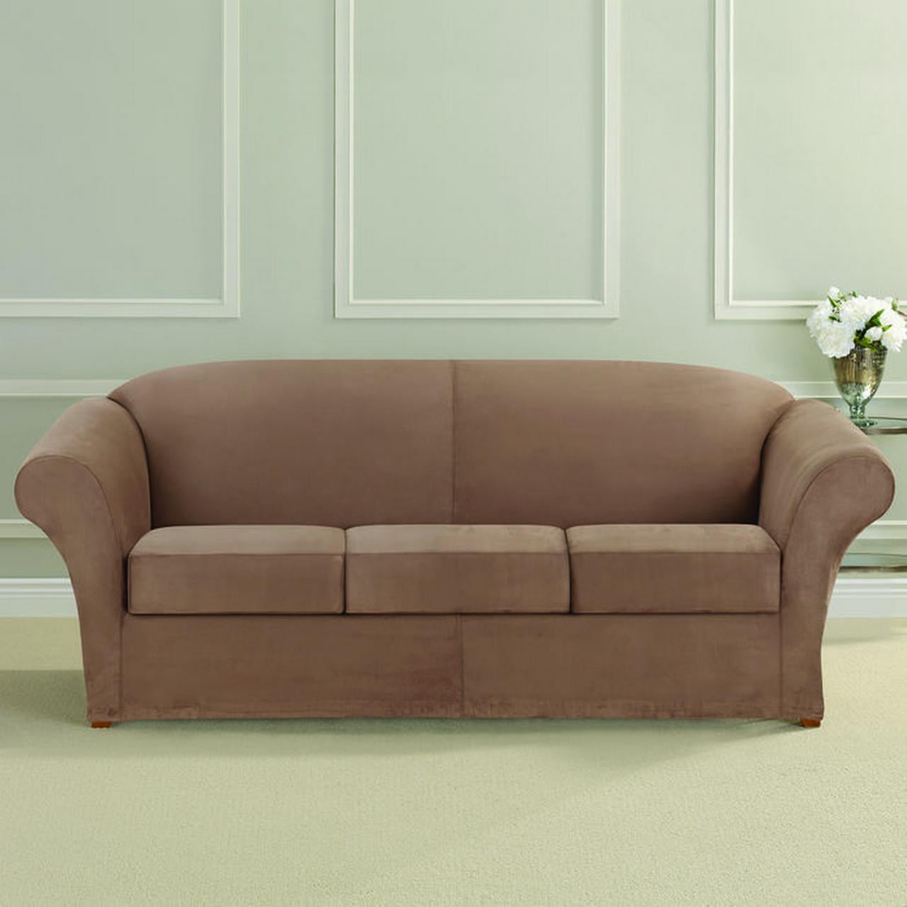 Ultimate Heavyweight Stretch Faux Suede 3 Box Cushioned Sofa Slipcover