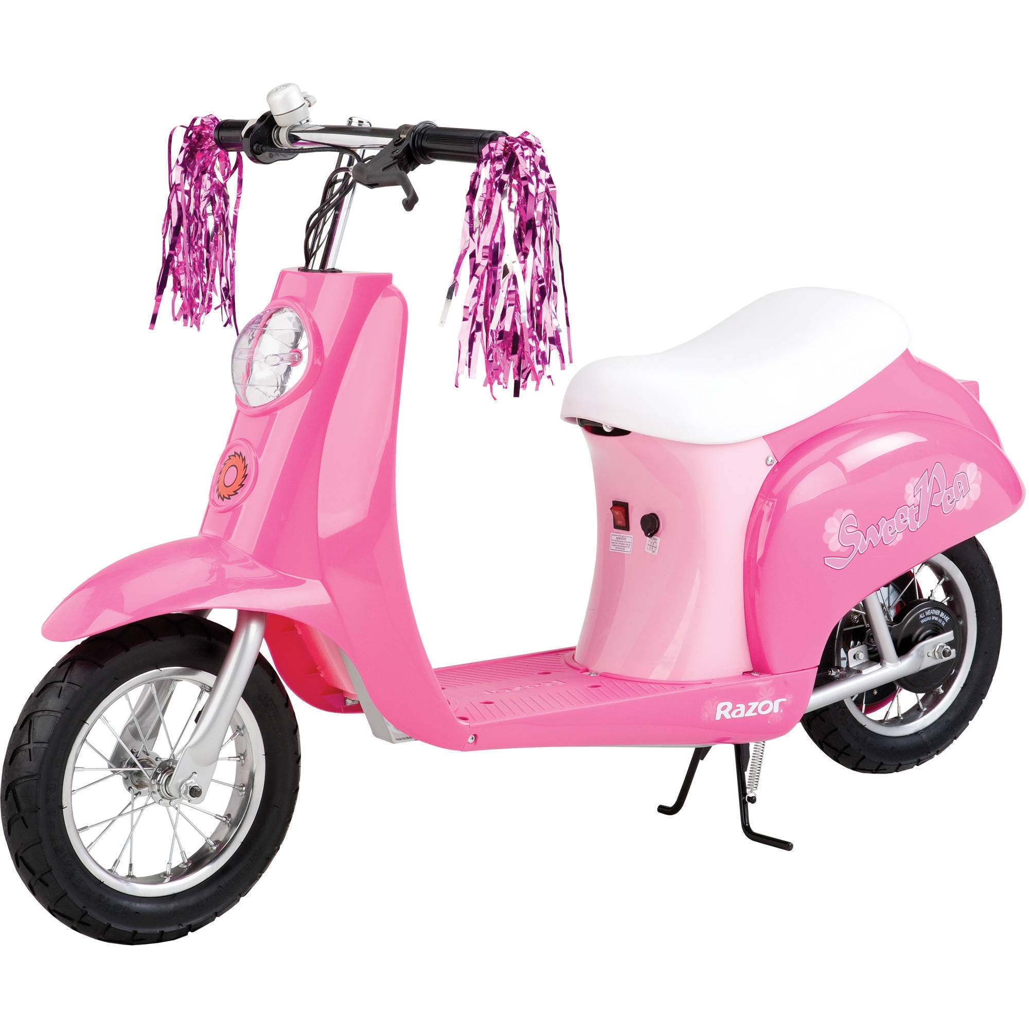 pink electric scooter with seat