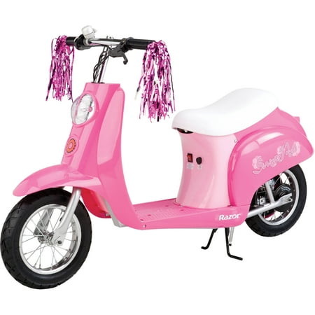 Razor Pocket Mod Sweet Pea Pink - 24V Miniature Euro-Style Electric Scooter with Seat, Vintage-Inspired Design, Up to 15 mph and Up to 40 min Ride Time