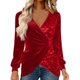 thumbnail image 2 of Uootdi Plus Size Sequin Tops for Women Sparkly Glitter Bow Crewneck Long Sleeve Shirts Evening Party Night Top Going Out Pullover Gift, 2 of 6