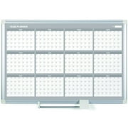 MasterVision 36" 12-month Calendar Planning Board - Monthly, Yearly - 12 Month - White - Aluminum - 24" Height x 36" Width - Magnetic, Dry Erase Surface, Durable, Reference Calendar, Accessory Tray,