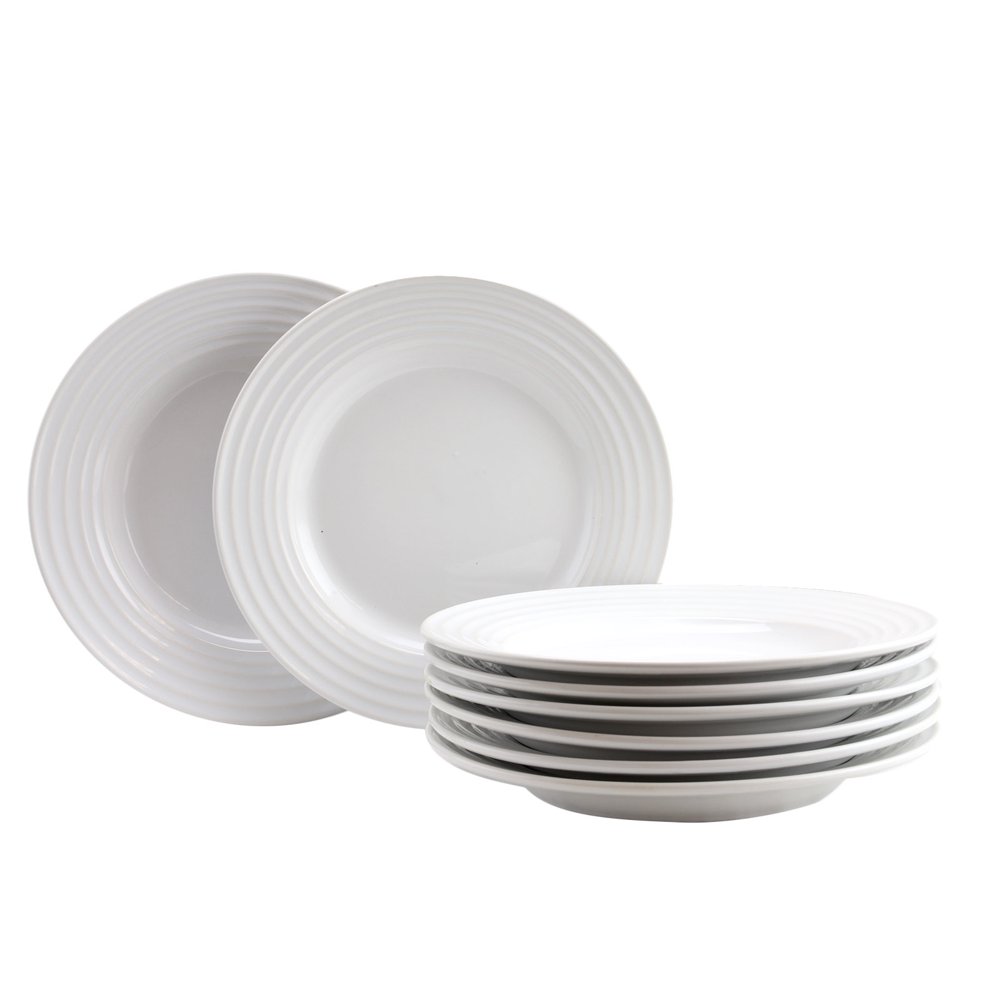 Gibson Home Plaza Cafe 8 Piece 8.5 inch Dessert Plate Set in White