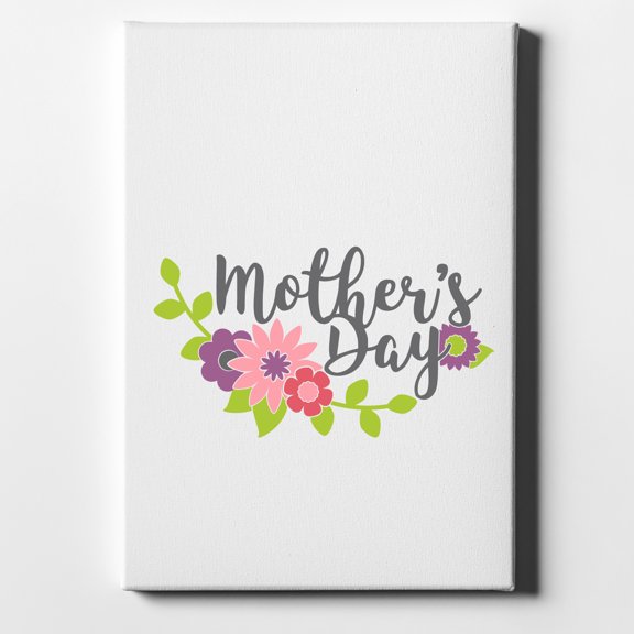 Mother's Day - Pink Purple Flowers - 8" x 10" - Decorative Canvas Wall Art - White Edge - 5/8" Gallery Wrapped