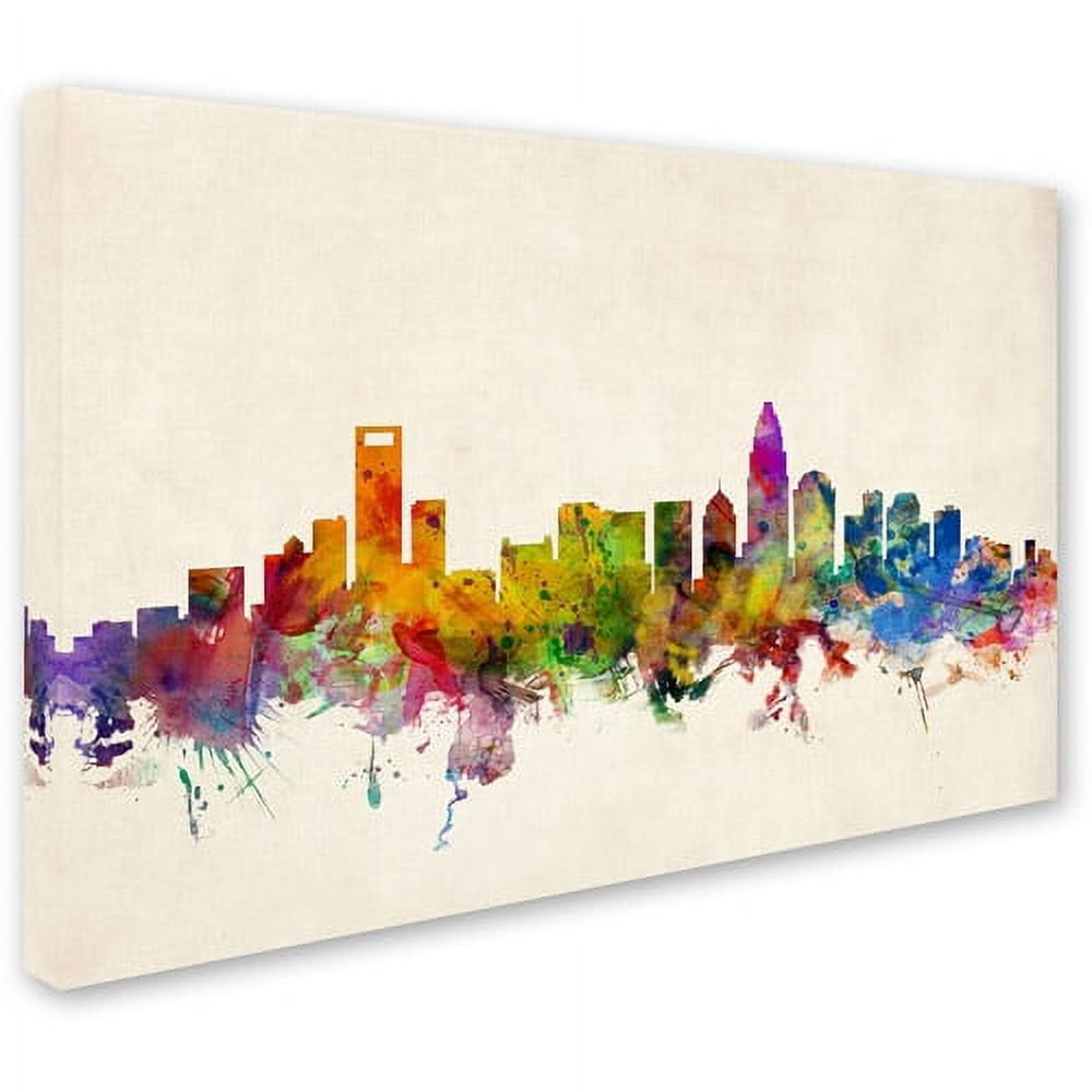 Trademark Fine Art "Charlotte Watercolor Skyline" Canvas Art by Michael Tompsett