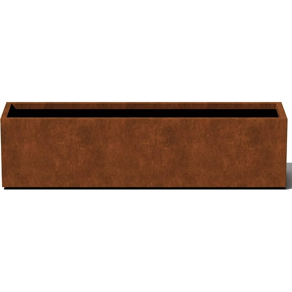 Corten Steel Window Box Planter - Long Planter for Outdoor Balcony/Windowsills | Naturally Rusting Steel for All-Weather Use | Modern Rustic Décor for Flowers, Succulents, Small Plants