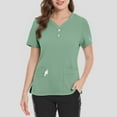 thumbnail image 5 of Scrubs For Women Tops, Plus Size Nurse Scrubs V Neck Short Sleeve Top With Side Slit & Multiple Pockets – Quick-Dry Scrubs Womens Pants Tops Designs Blouses Casual Sweaters (M, Mint Green) ZMTing, 5 of 5
