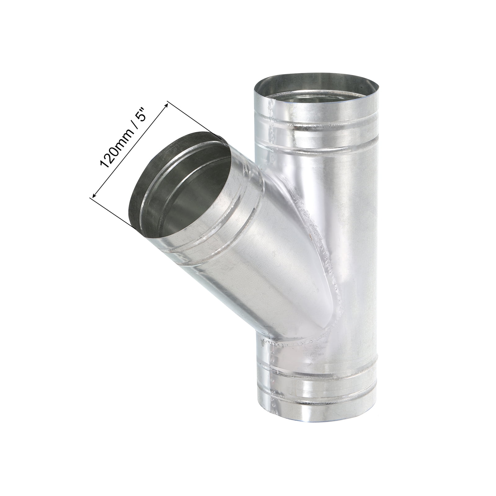 Uxcell Silver Iron 3 Way Duct Splitter Y Connector Air Vent Duct Hose Exhaust Pipe Adapter Joint 5 Inch