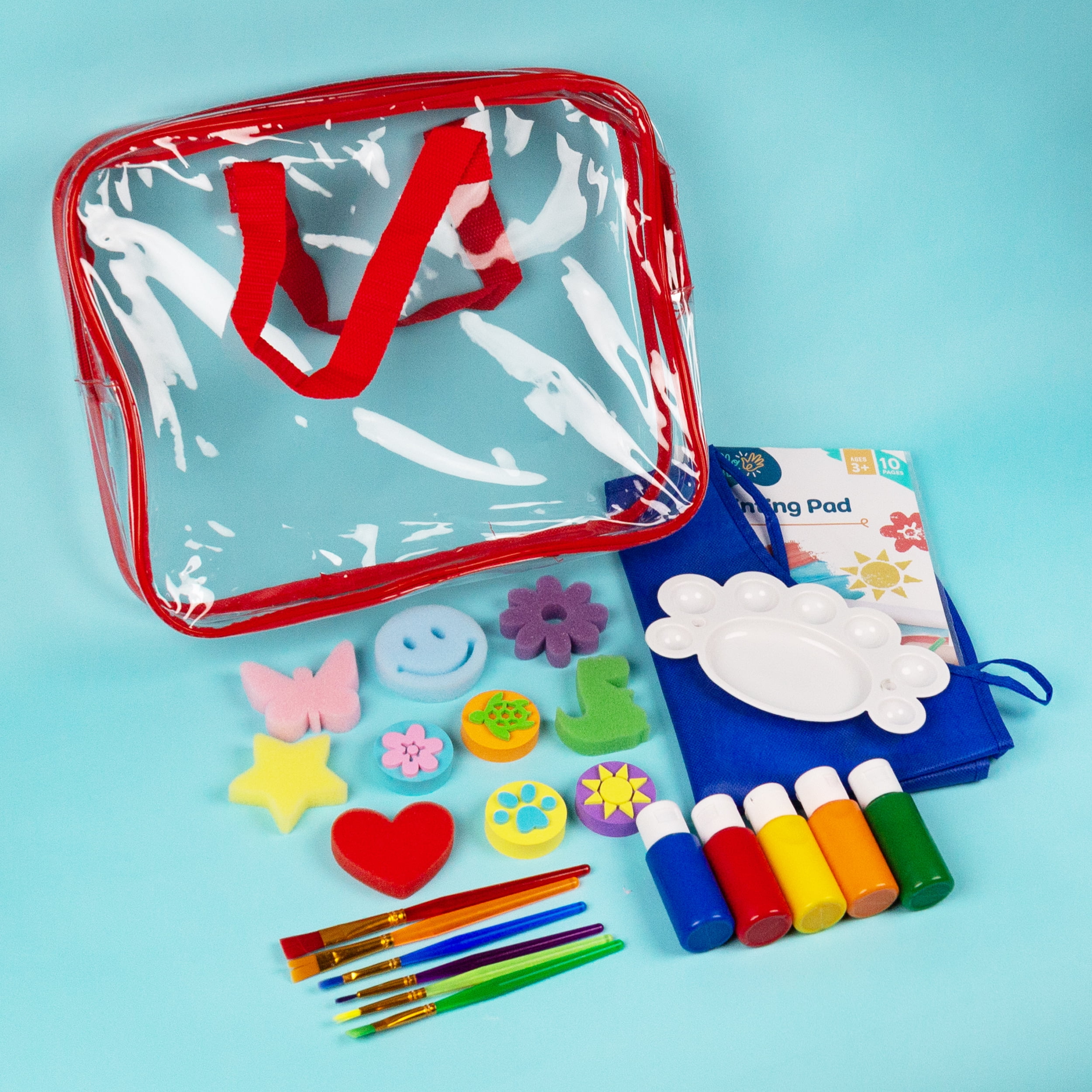 Hello Hobby Washable Painting Kit, 25-Piece Kids Art Set with Paper, Paint, Brushes, and Carrying Case