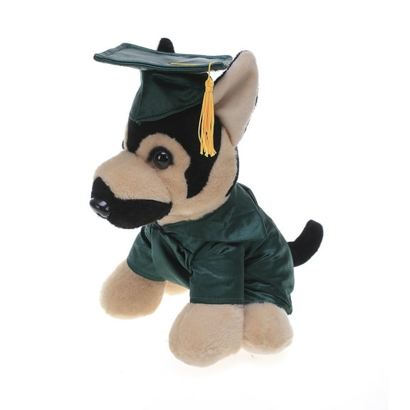 Made by Aliens German Shephard Plush Stuffed Animal Toys for Graduation Day, Personalized Text, Name or Your School Logo on Gown, Best for Any Grad School Kids 12 Inches
