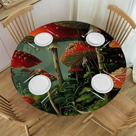 

Patifu Mushrooms Forest Fantasy Art Round Tablecloth Stain-Resistant Washable for Indoor Outdoor Restaurants Weddings Parties Home Kitchen Decor Outdoor Picnic Camping Dining Party 38 -42
