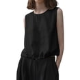 thumbnail image 3 of Women's Double Layer Sleeveless Cotton Linen Top Casual Layering, 3 of 5