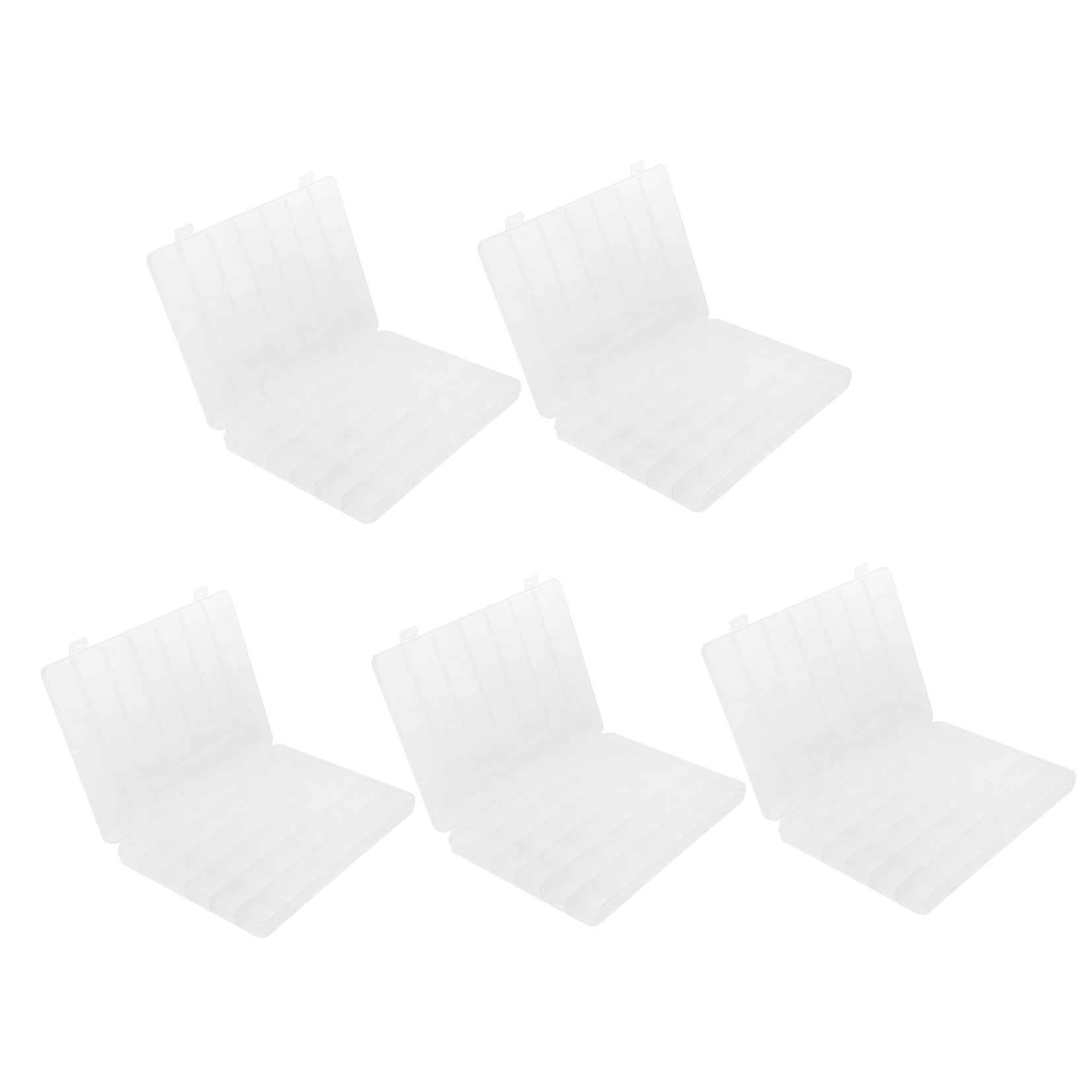OUNONA 5Pcs Plastic Jewelry Organizer Box Clear Storage Container with Removable Grids for Beads