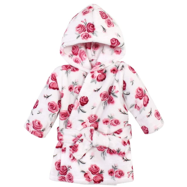 Bata de felpa con capucha Hudson para niñas, color rosa de 18 a 24 meses