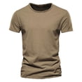 thumbnail image 7 of Summer men's new solid color V-neck short-sleeved T-shirt cotton men's-F037-Light Green-S, 7 of 7