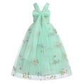 thumbnail image 2 of IBTOM CASTLE Flower Girl Dress Princess Sleeveless Floral Embroidered Kids Summer Wedding Pageant Birthday Tulle Tutu Dresses 5-6 Years Green, 2 of 8