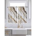 thumbnail image 2 of Tier Curtains 45 Inches Long, Marble Grey White Window Treatment Curtain Drapes, Abstract Cracked Crystal Gold Lines Small Curtain Drapes for Bathroom Laundry Room, 27.5"x45", 2 Panels, 2 of 7
