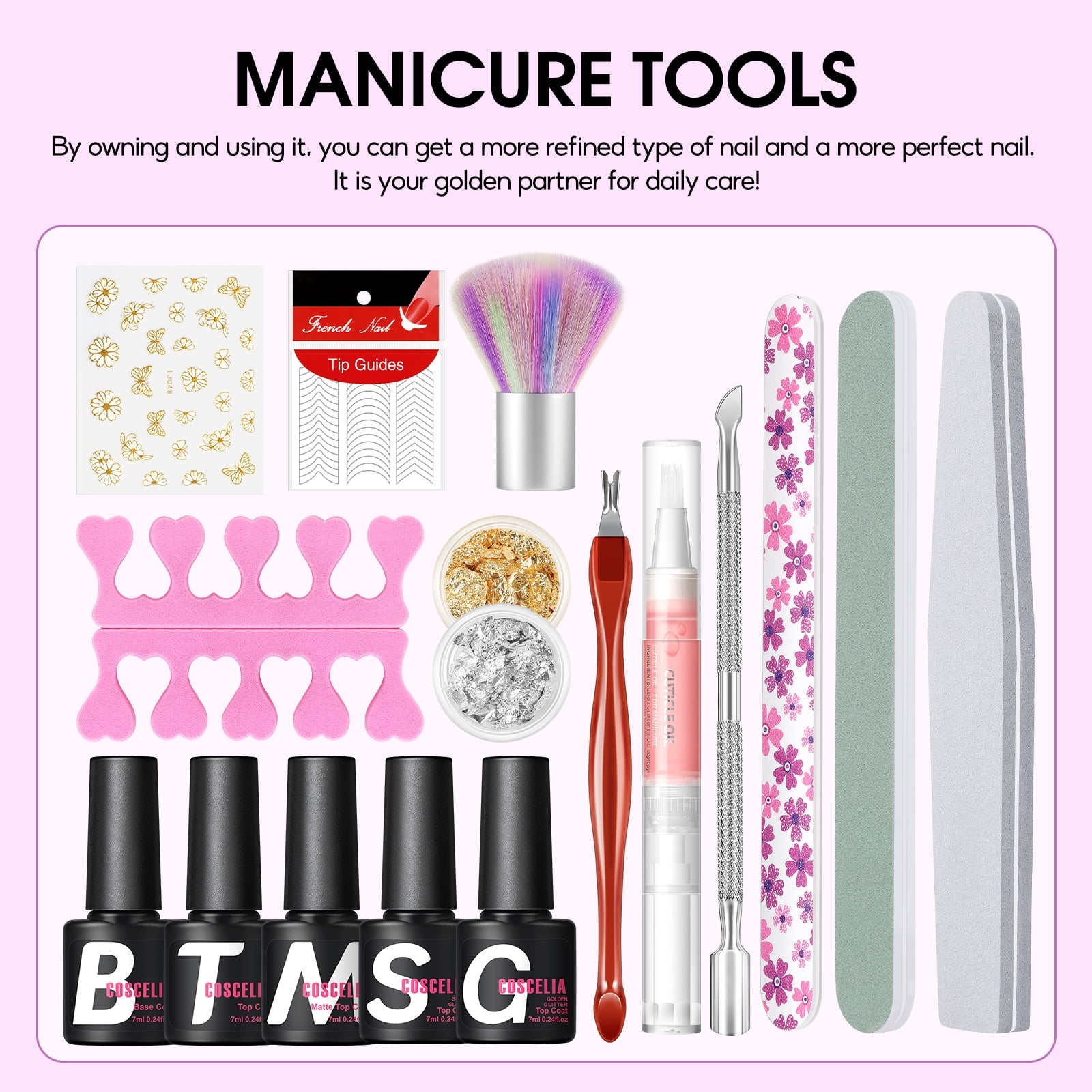 COSCELIA Gel Nail Kit with U V Light Starter Kit 20 Colors Gel Nail Polish Multi-Type Top Base Coat Nail Art Decorations Gel Manicure Nail Kit Gifts for Women
