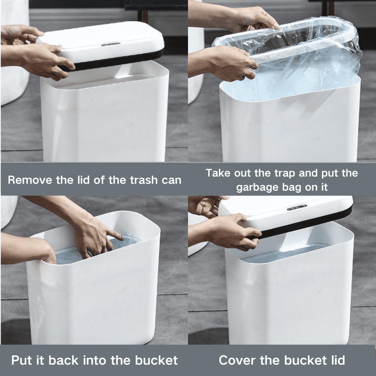 SpaceMuse 4.5 Gallon White Trash Can with Lid, Touchless Automatic Garbage Bin with Silent Close, Motion Sensor Smart Trash Bin for Kitchen & Bathroom