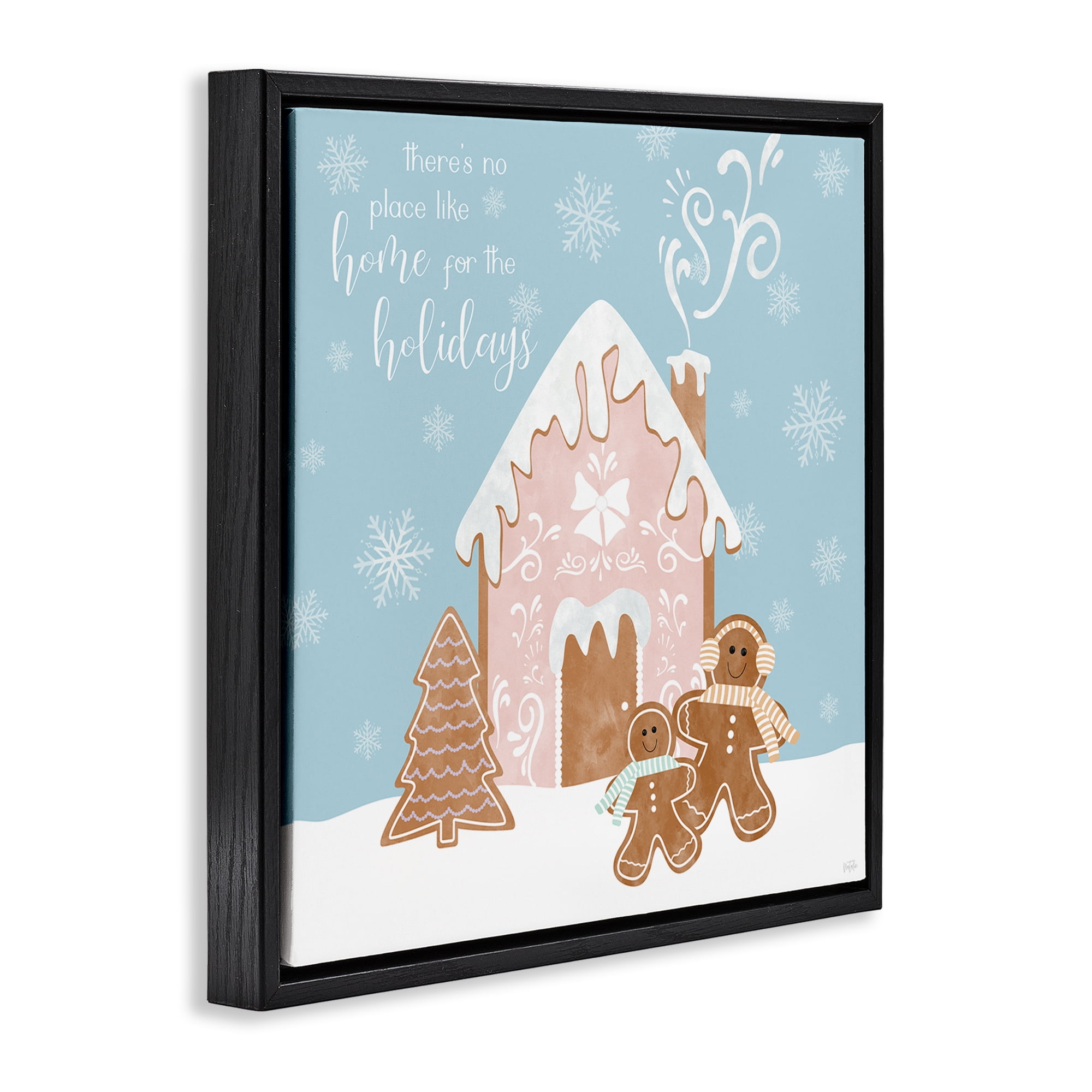 Stupell Industries Holiday Gingerbread Family Holiday Painting Black Floater Framed Canvas Art Prints Wall Art, 18 x 18