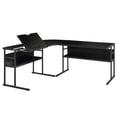 thumbnail image 3 of Benjara L Shape Desk with Tiltable Top and Metal Frame, Black, 3 of 5