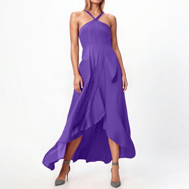 WILLBEST Vestidos Floreados Para Mujer Vestido Casual De Mujer Vestido De Fiesta De Verano Fluido Con Tirantes Con Volantes Elegante Color Sólido Uso Diario Ajuste Cómodo